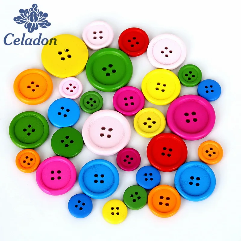 

20-100pcs Multicolor 15mm 20mm 25mm 30mm Round Wooden Buttons For Sewing Scrapbooking Craft DIY Garment Accessory