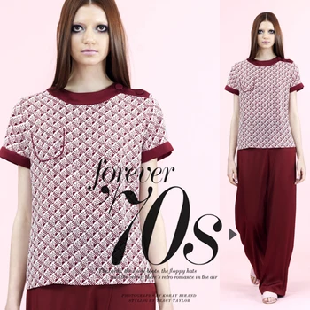 

140cm wide squares geometry print silk crepe-de-chine fabric 718