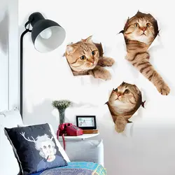 1 шт.. 9 видов стилей 3D кошка узор Настенная Наклейка вид яркий котенок украшение дома водостойкая виниловая художественная наклейка s