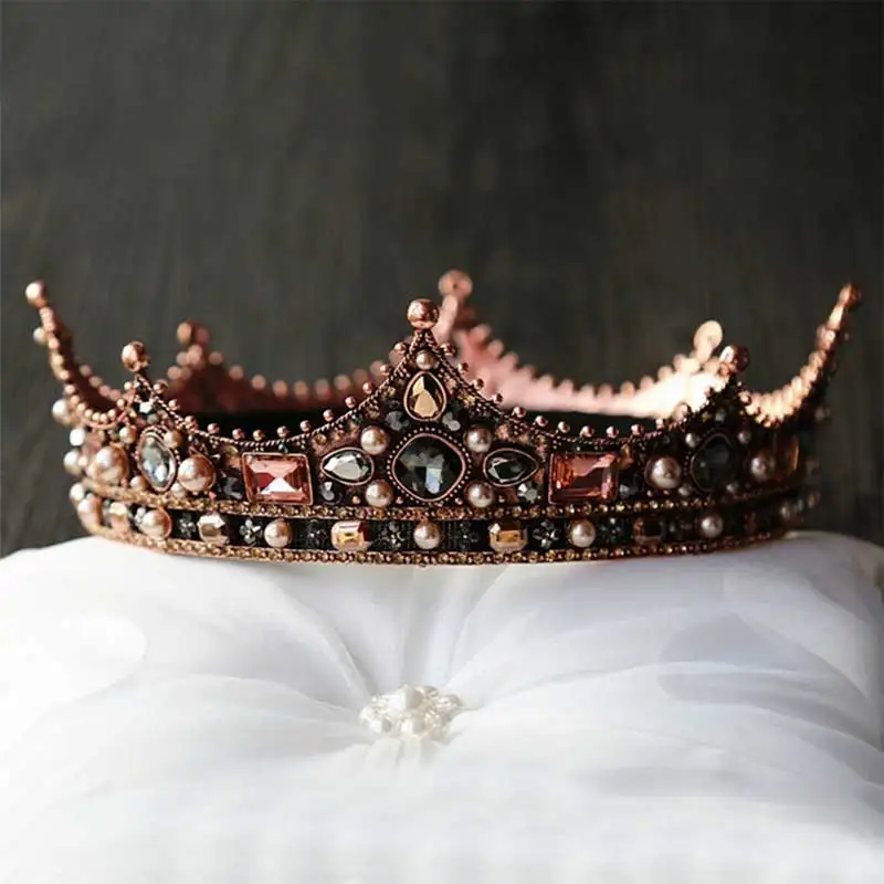 KLEEDER Ретро барокко Люкс Тиара Невеста queen Король Корона Свадебные украшения для волос аксессуары Для женщин Pageant головное украшение для