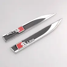 2 Pcs Metal S Line Side Fender Skirts Knife Type Emblem Badge Sticker Fit For A3 A4 Car Styling Stickers