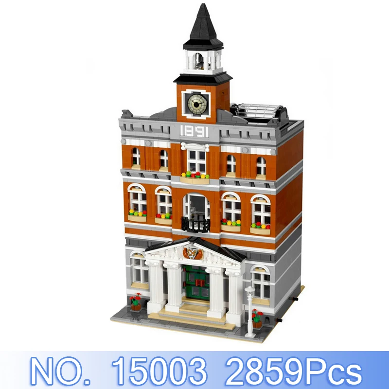 

Lepin 15003 City Creator Figures 2859Pcs The Topwn Hall Model Building Kits Blocks Bricks Set Toys For Children Compatible 10224