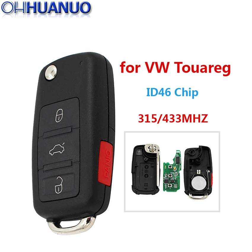 

New Folding Smart Remote Key 3+1 button 315MHz OR 433MHz Optional for Volkswagen Touareg 2002-2010 With ID46 Chip