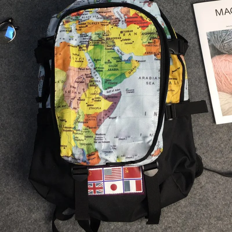 

Original Men's World Map Decoration Backpack Street Personality Casual Riding Backpack Trendy Fashion Computer Bag Travel Bag