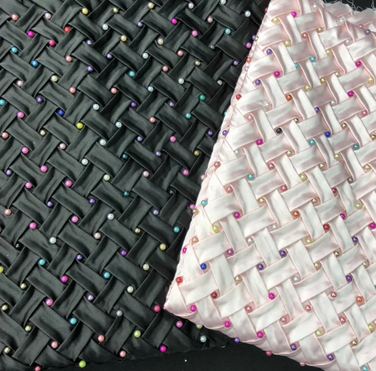 

New DIY Sewing Crafts Wedding Dresses Skirts mix color Pearls Fabric pink black 80*120cm