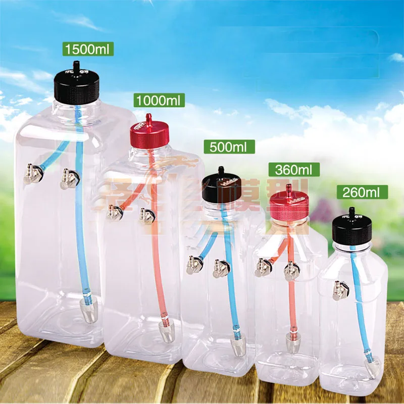 

1PCs Transparent Gasoline Gas Fuel Tank 260mL 300mL 360ml 500ml 700ml 1000ml 1500ML Oil Box Tank 4.5mm/5mm Nozzle for RC Model
