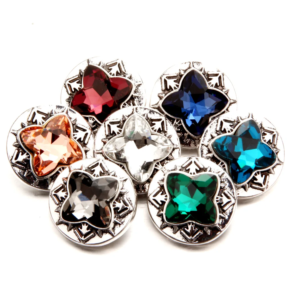 10 шт./лот 18 мм Украшенные стразами цветок оснастки кнопку ювелирные изделия