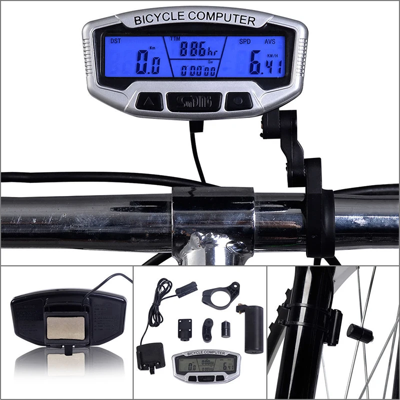 

Digital LCD Backlight Bicycle Computer Odometer Bike Speedometer Stopwatch free shipping