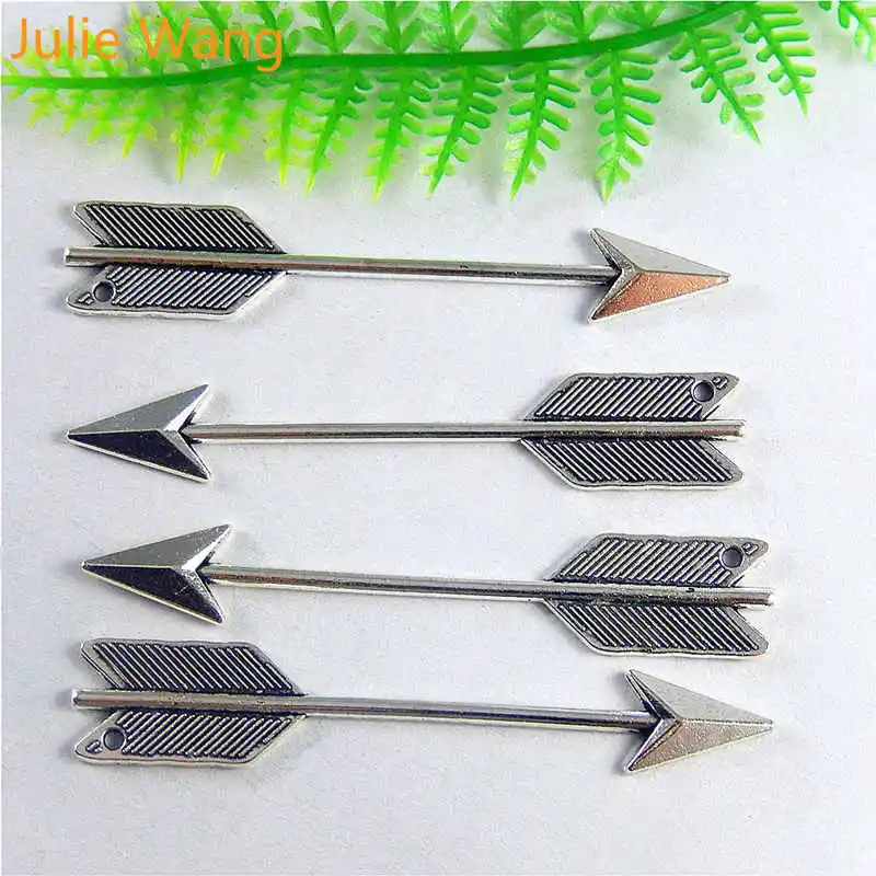 

Julie Wang 10pcs Trendy Alloy Arrow Charms Antique Silver Jewelry Making Pendant Fit Necklace Bracelet Accessory
