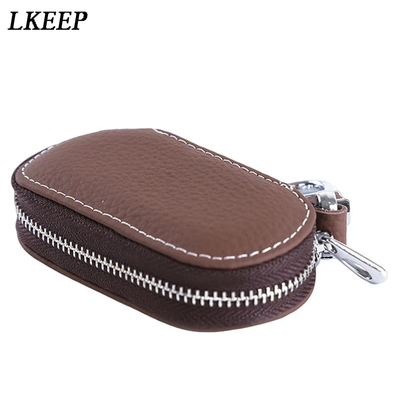 

Leather Car Key Wallets Men Key Holder Housekeeper Keys Organizer Women Keychain Covers Zipper Key Case Bag Unisex Pouch Purse