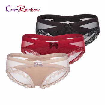 

3 Pieces a lot!Pregnant women under women's sexy lace panties seamless cotton breathable Hollow briefs Plus Size girl underwear