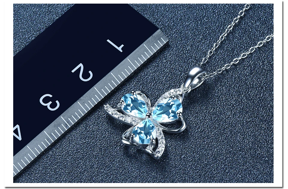 Hutang натуральный небесно-голубой топаз и похожие алмазы Твердые 925 пробы серебряный кулон ожерелье драгоценный камень ювелирные украшения Женский подарок