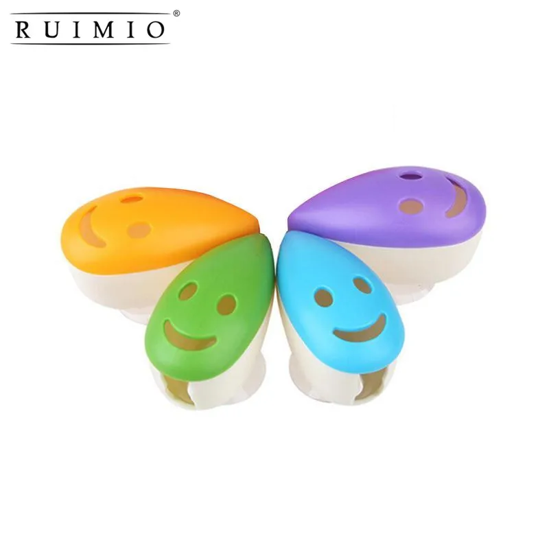 

4pcs Smile Face Antibacterial Toothbrush Holders Suction Cup Travel Hiking Camping Toothrush Cap Case Outdoor Household Storage