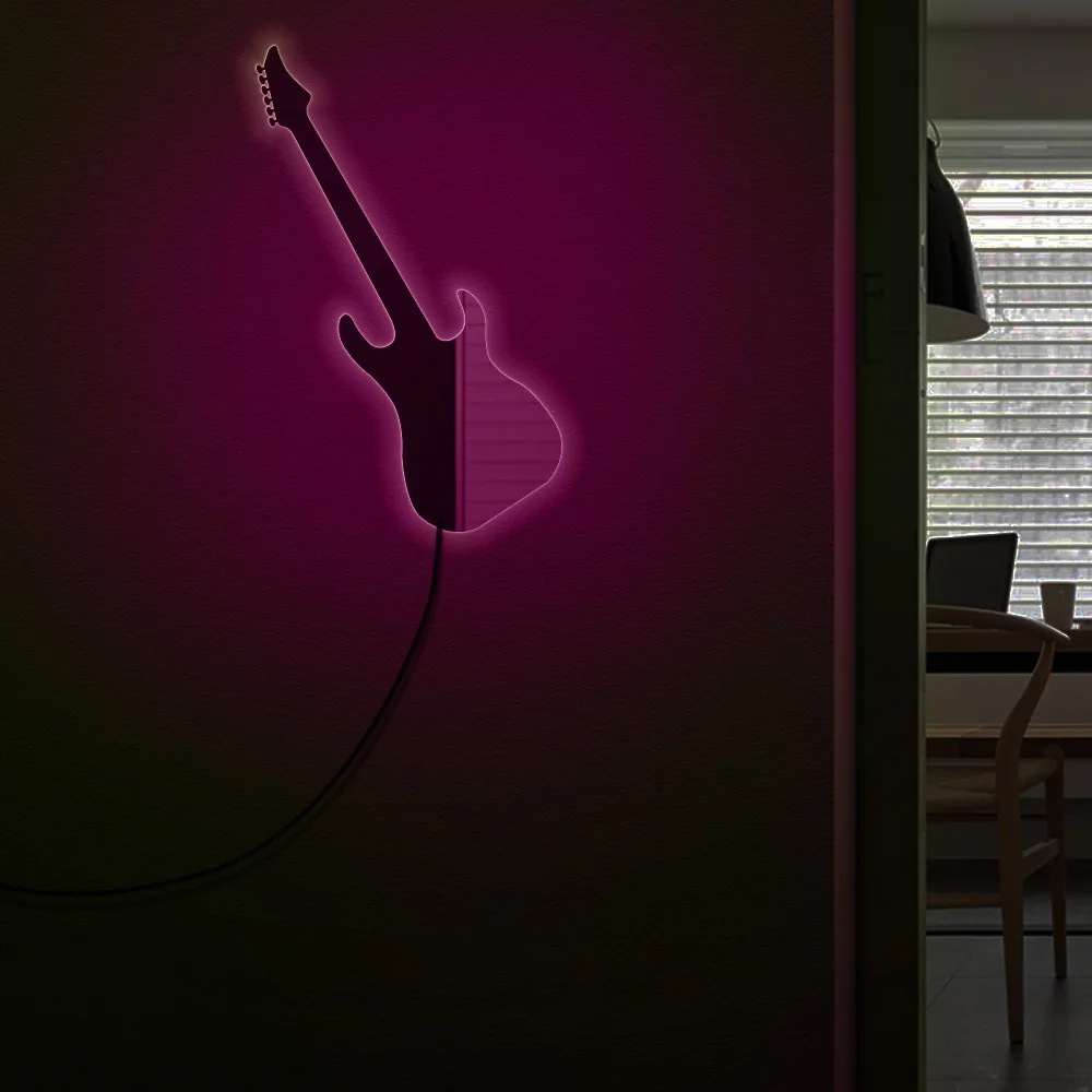 Buy Rocking Guitar LED Lighting Wall Mirror Decorative