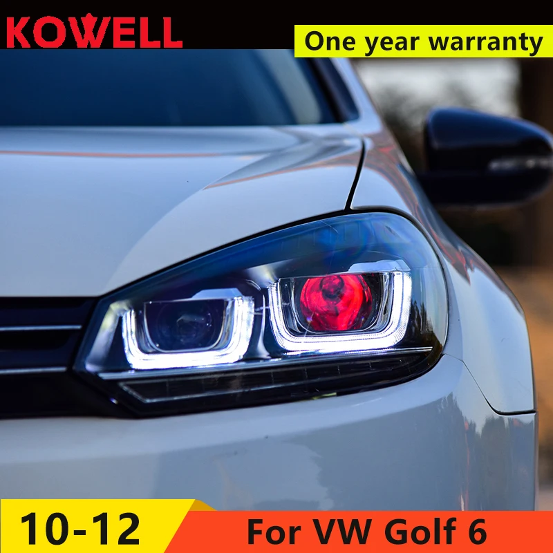 KOWELL автомобильный Стайлинг для VW Golf 6 фары 2010-2013 Golf6 mk6 светодиодный фонарь Angel Eye светодиодный DRL Bi Xenon объектив парковочная противотуманная фара