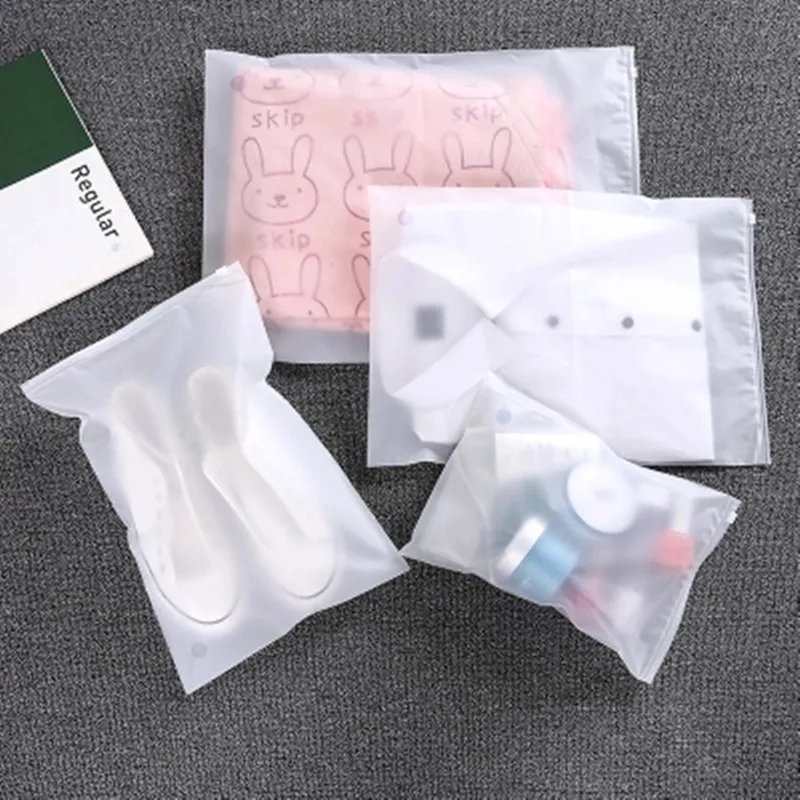 

10pcs Matte Clear Plastic Storage Bag Travel Bags Zip Lock Valve Slide Seal Packing Pouch Bags Packaging Customized Logo Bag