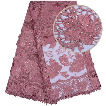 

Tulle Lace Fabric With Stones New Arrival Handmade Of 3D Lace Fabric Applique Flowers African Lace Fabric For Wedding Dress 1123