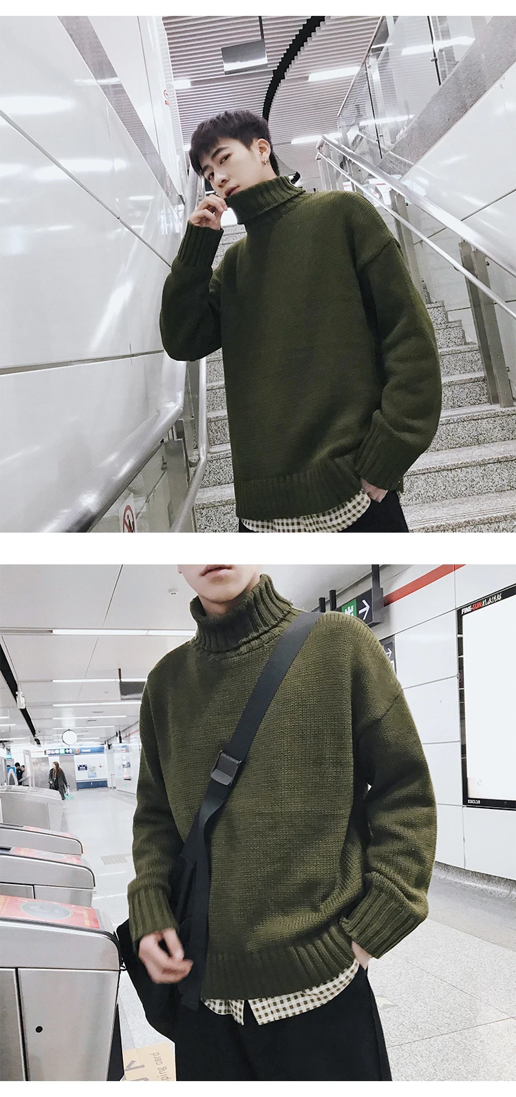 Новинка зимы 2019 толщиной водолазка Для мужчин свитер Корейская мода высокое качество с длинным рукавом Свободные трикотажные Для мужчин