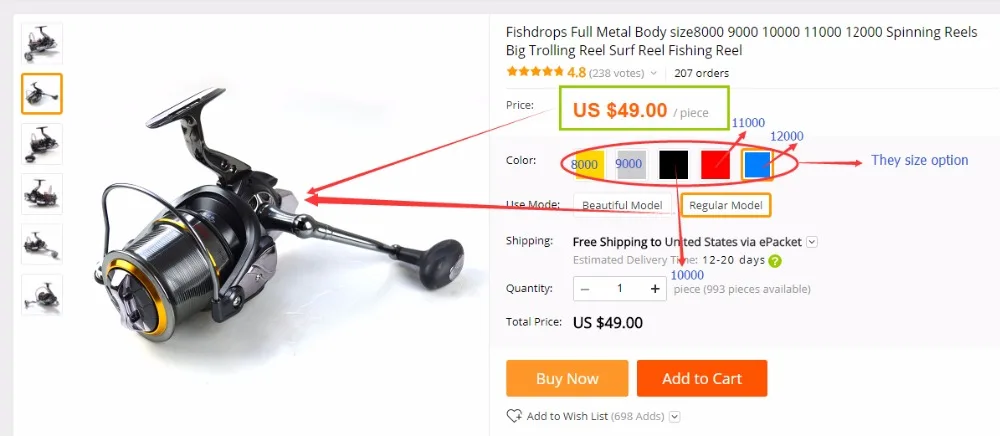 Carretel de Surf Carretel de Pesca de Corrico Fishdrops Full Metal Corpo 9000 10000 11000 12000 Molinetes Carretel Grande Size8000 9 Esporte e Lazer