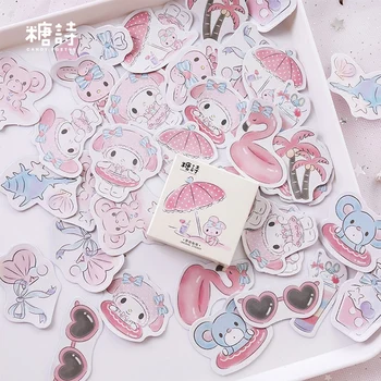

45 Pcs/box Seaside holiday Pink cartoon tree mini paper sticker decoration DIY diary scrapbooking seal sticker kawaii stationery