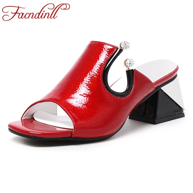 FACNDINLL shoes summer gladiator sandals for women new fashion genuine leather high heels peep toe shoes woman dress party shoes
