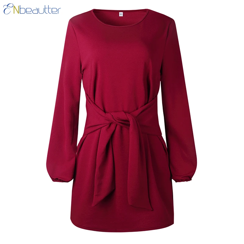 ENbeautter Woman Dress 2018 Spring Autumn Lace Up ...