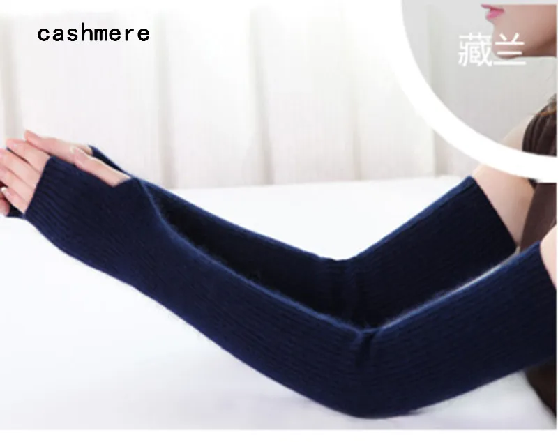 dark blue Yunshucliset Лидер продаж женские кашемировые вязаные женские перчатки 40 см 50 см 60 см длинные РУКАВИЦЫ высокое качество - Цвет: dark blue