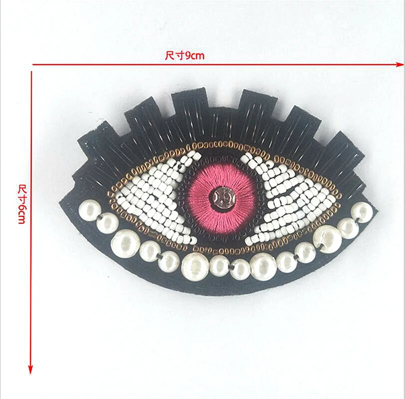 1 шт. ручной работы из бисера глаз из бисера патч для Костюмы гладить на Бисер аппликация Одежда обувь, сумки, украшение патч DIY Одежда