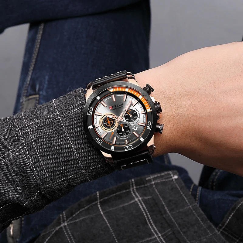 Мужские часы CURREN Топ бренд класса люкс Модные кварцевые часы мужские кожаные водонепроницаемые спортивные наручные часы Мужские часы Relogio Masculino