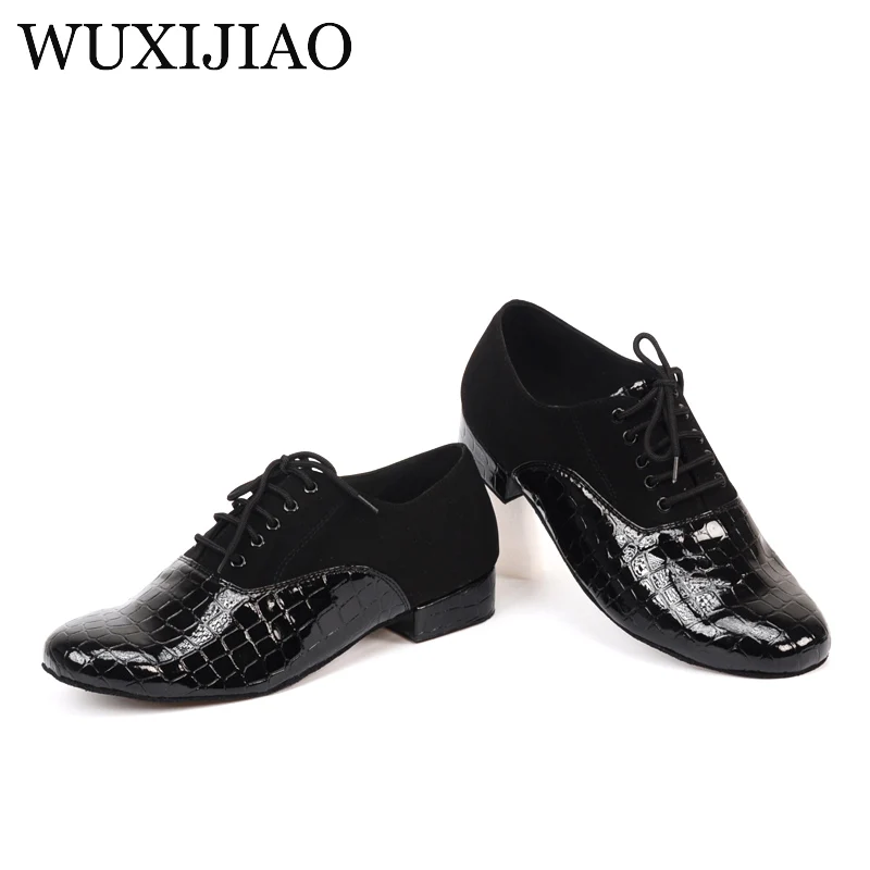 WUXIJIAO men's Crocodile print PU Latin dance shoes modern dance shoes  Ballroom dancing shoes Square friendship party shoe