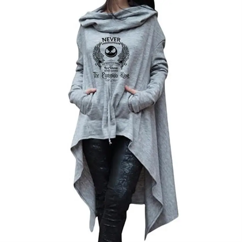 

Long Irregular Hoodies For Women Letters Print Tops Hoodies Kawaii Women Harajuku Pockets Clothings Youth Street Thick Sweet