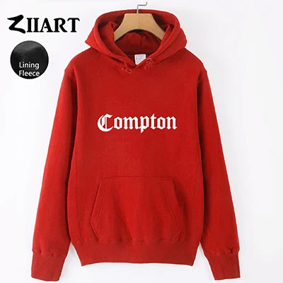 Compton Готический шрифт хип хоп Рэп пара одежда осень зима флис девушки женщина толстовки ZIIART - Цвет: Red