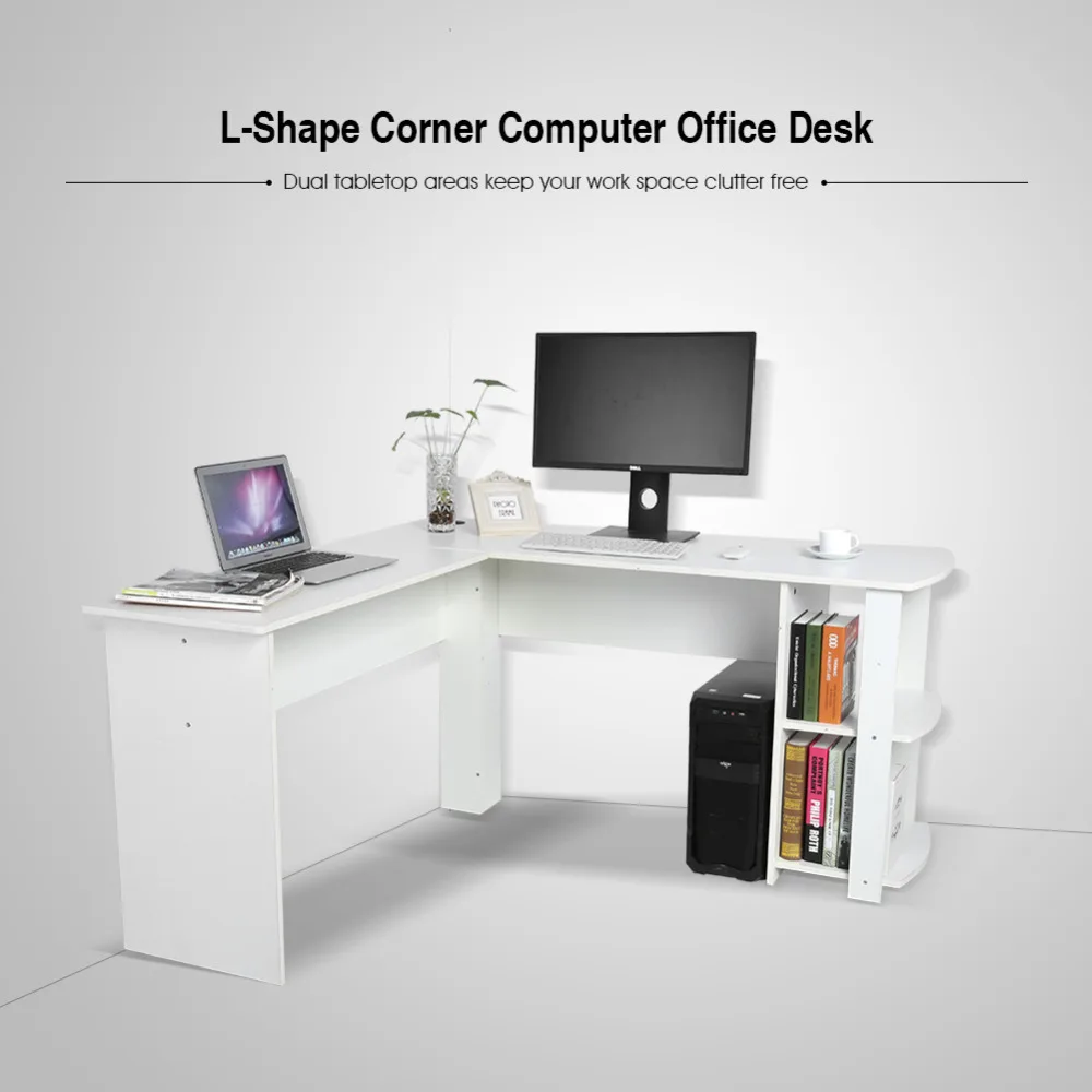 Компьютерный стол деревянный Офисный Компьютерный письменный стол домашний игровой ПК мебель l-образный угловой компьютерный стол с книжной полкой