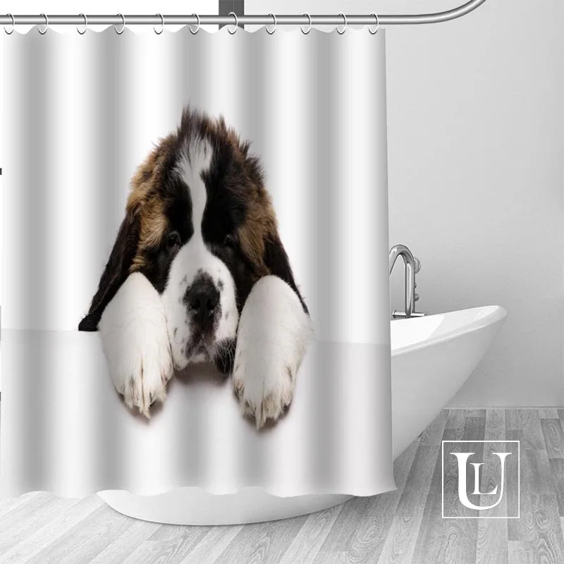 Большая Распродажа пользовательский сенбернар собака душевая занавеска с крючками для ванны водонепроницаемый из полиэстера ткань преобразите свой душ Шторы - Цвет: 3