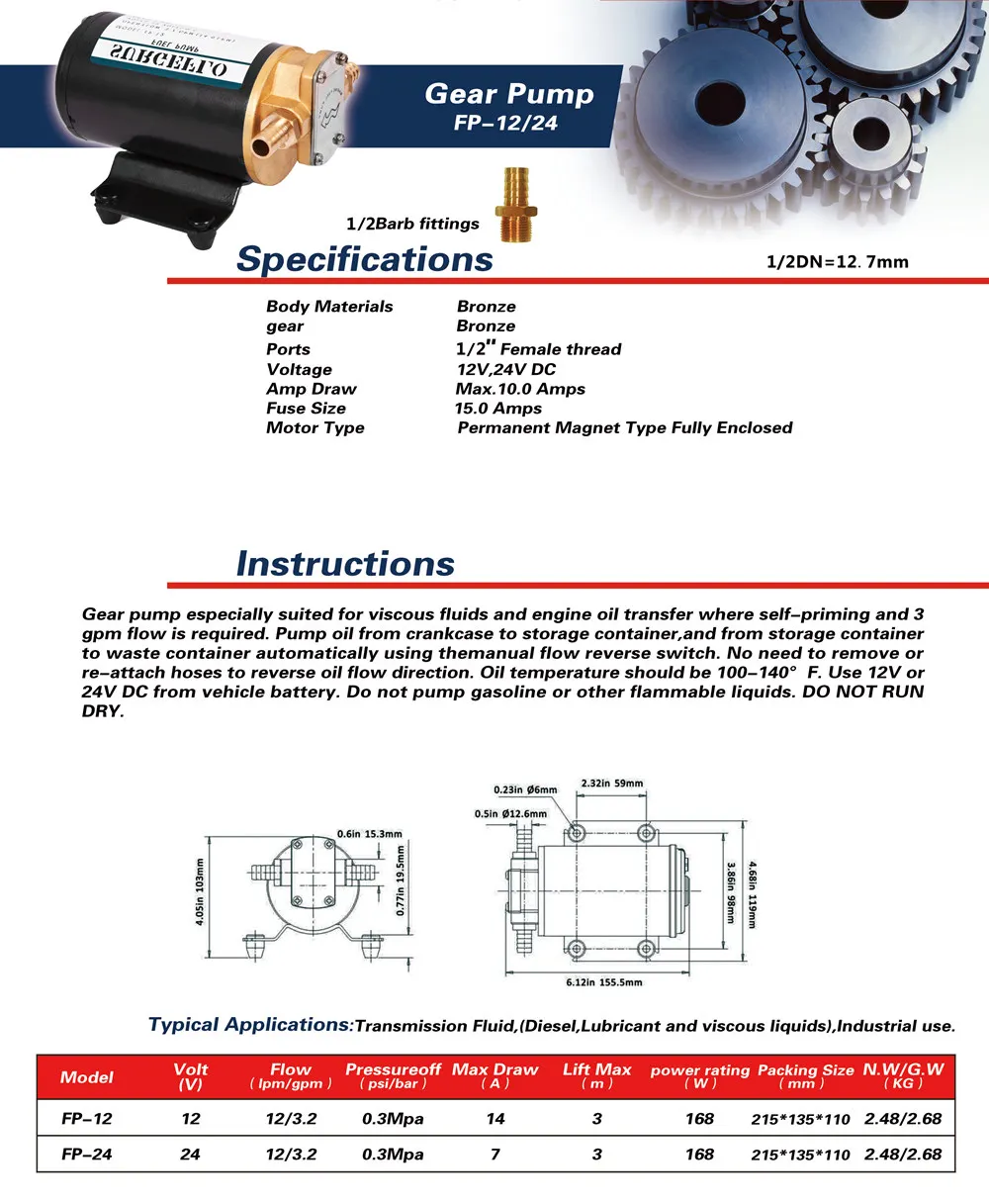 Oil pump 230V 14L/min