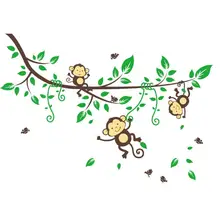 2017 hot Jungle Monkeys Tree Wall Sticker Decal Kid Nursery Baby Decoration Decal vinyl art baby room decor free shipping new
