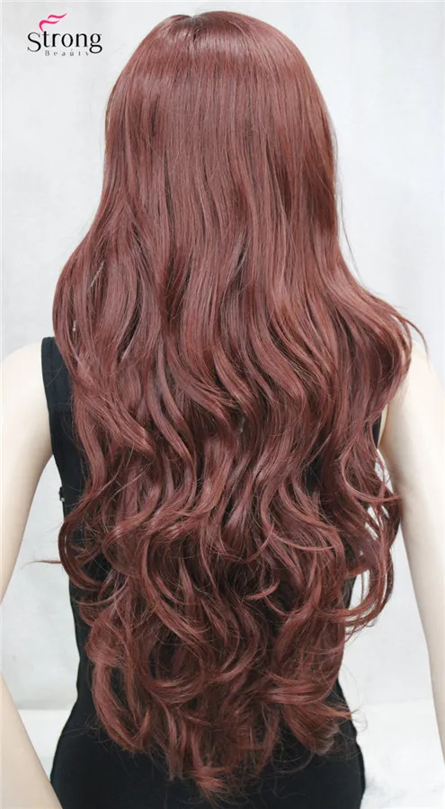 E-9860 131 Bright Burgundy Long nature wavy wig(4)