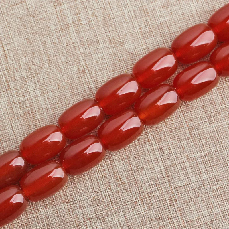 

15.5 Inches 10*14mm or 13*18mm Size Natural Red Barrel Oval Smooth Loose Aga te Stone Beads Strand Jewelry Supplies