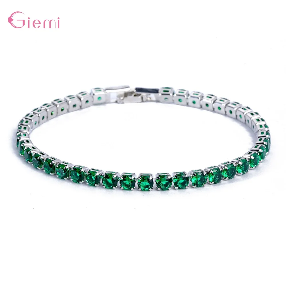 New Fashion Adjustable Tennis Bracelets For Women Shiny Crystal Silver Color Chain Bangle and Bracelet Jewelry Gift - Metal Color: 19cm