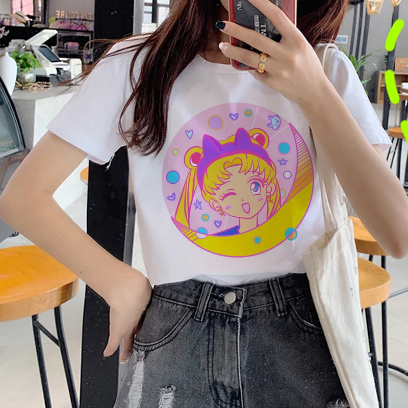 

Sailor Moon Kawaii Harajuku T Shirt Women Korean Style Ullzang T-shirt 90s Graphic Cute Tshirt Grunge Aesthetic Top Tees Female