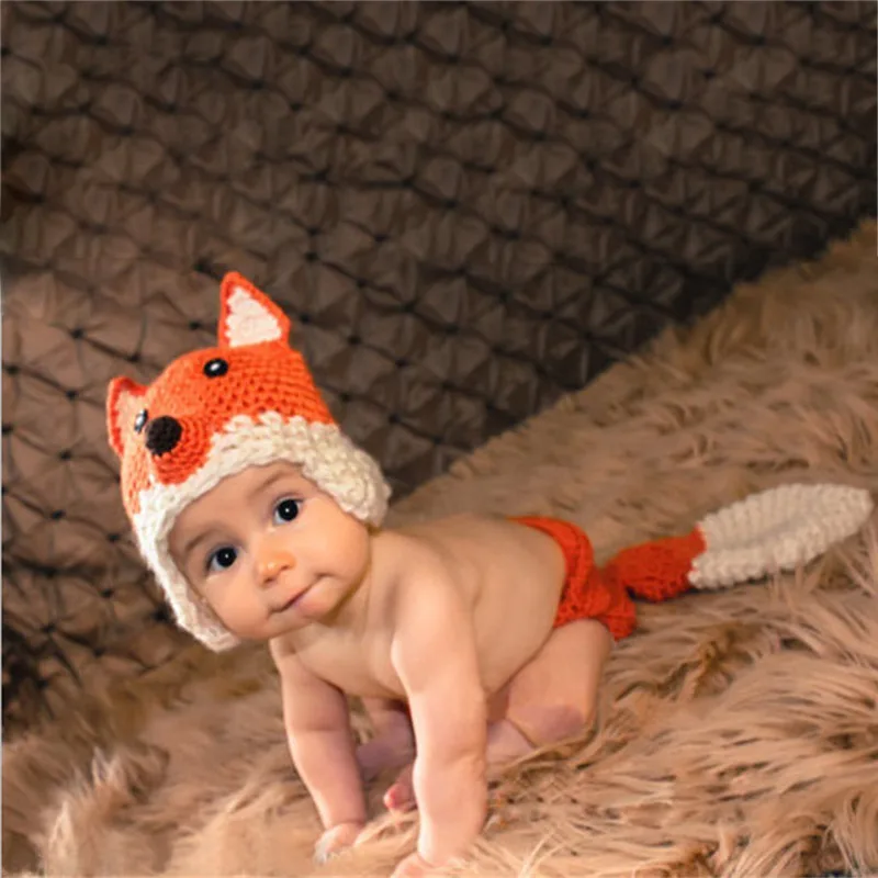 Baby Newborn Photography Props outfit set Cute Handmade Crochet Knitted Unisex Baby Christmas Cap Outfit