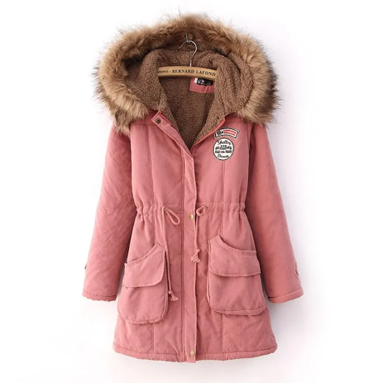 2014 hot sales Lamb thick hooded coat collar ovo Girls long section of Korean women jacket
