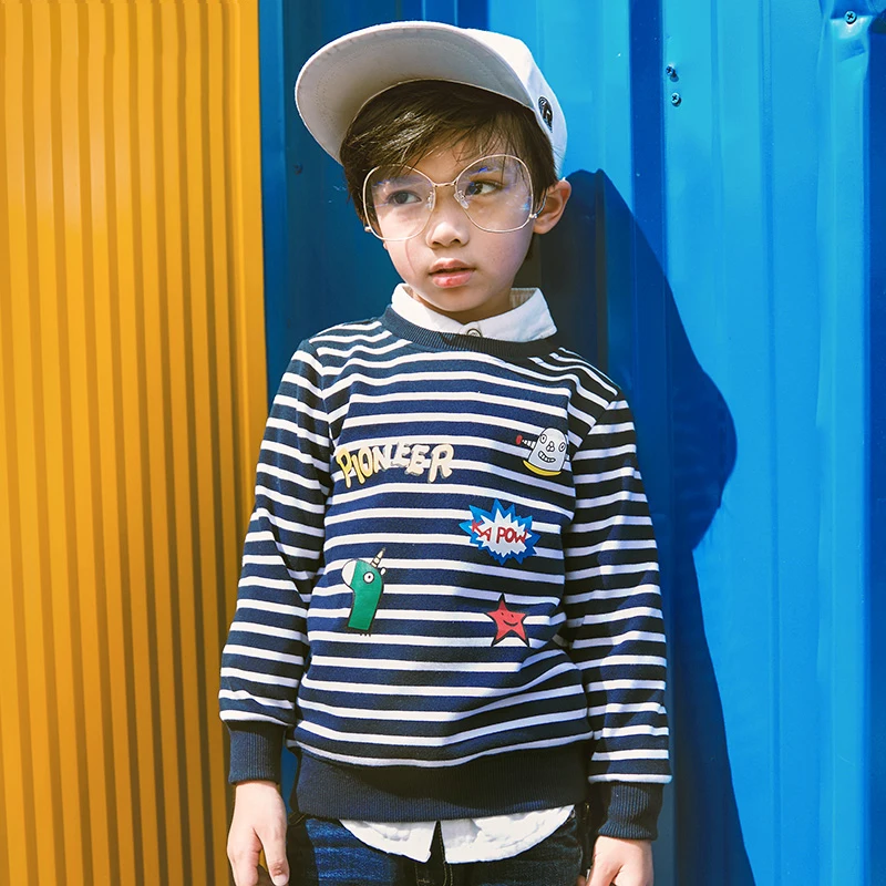 

Pioneer Camp Kids Boys t shirt for Winter Warm cotton sweatershirt kids tops outwear children Thicker coat
