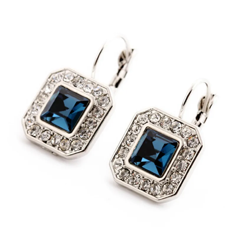 Image 2015 Fashion Blue Geometric Rhinestone Crystal Drop Earrings For Women Wholesale