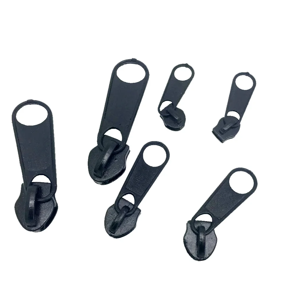 6 PIECES ZIP SLIDERS ZIP PULLER FOR CONTINUOUS ZIPS NYLON ZIPPER BLACK ZIPPER FASTENING Simple Design