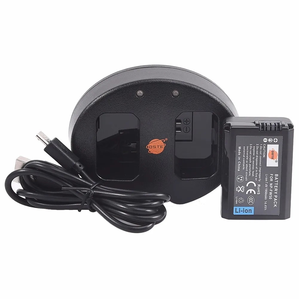 

DSTE 4pcs np-fw50 NP-FW50 Li-ion Battery with Dual USB Charger for Sony NEX-3DW NEX-5N NEX-5HB ST-A37 NEX-3KS A7