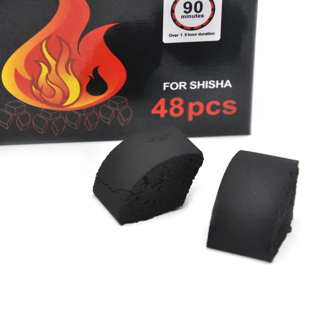 

48pcs/Box Cocoblade Coconut Shell Charcoal for Shisha Hookah Charcoal Holder Coal Bowl Charcoal Heater 2020 New
