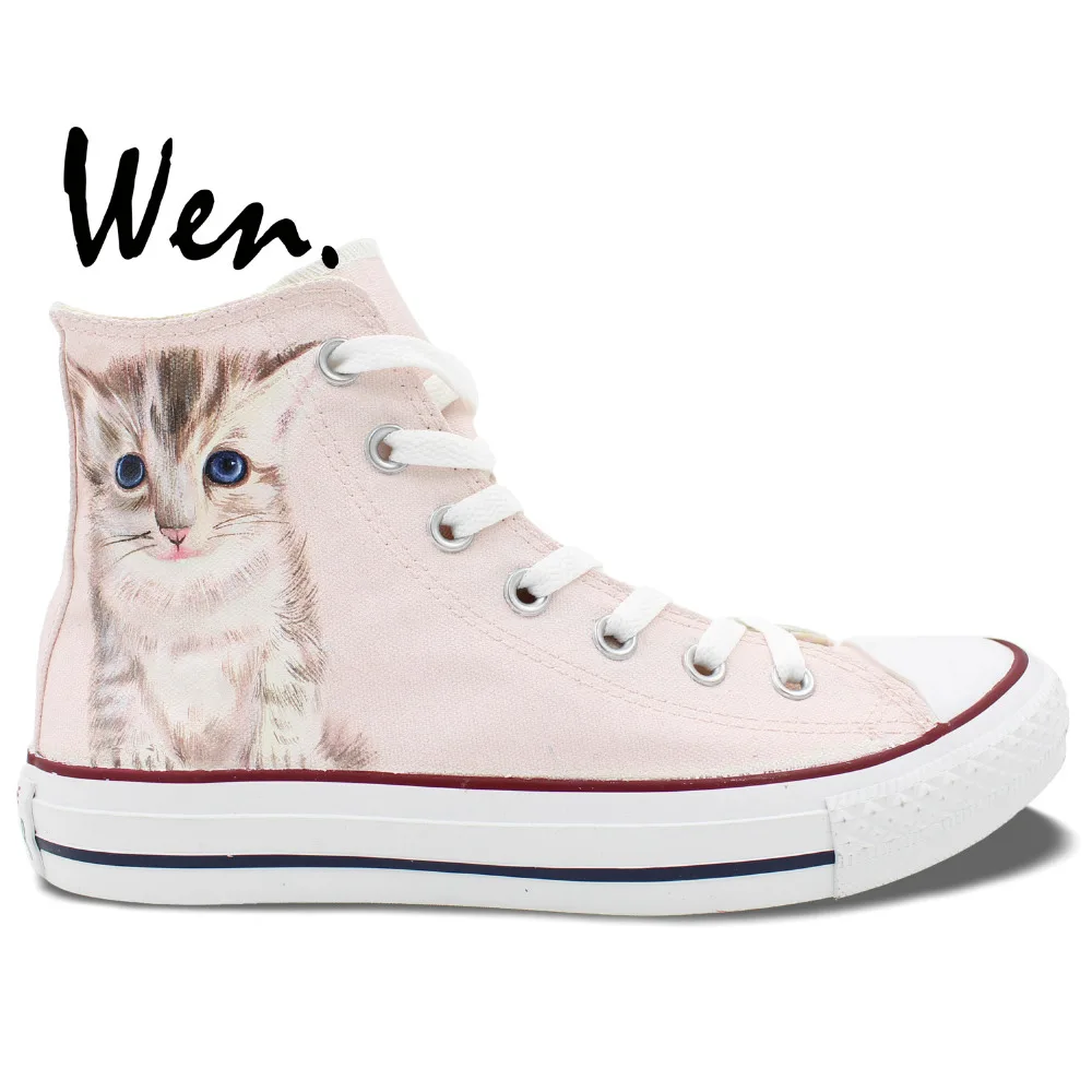 Wen Unisex Hand Painted Shoes Custom Design Cute Cat