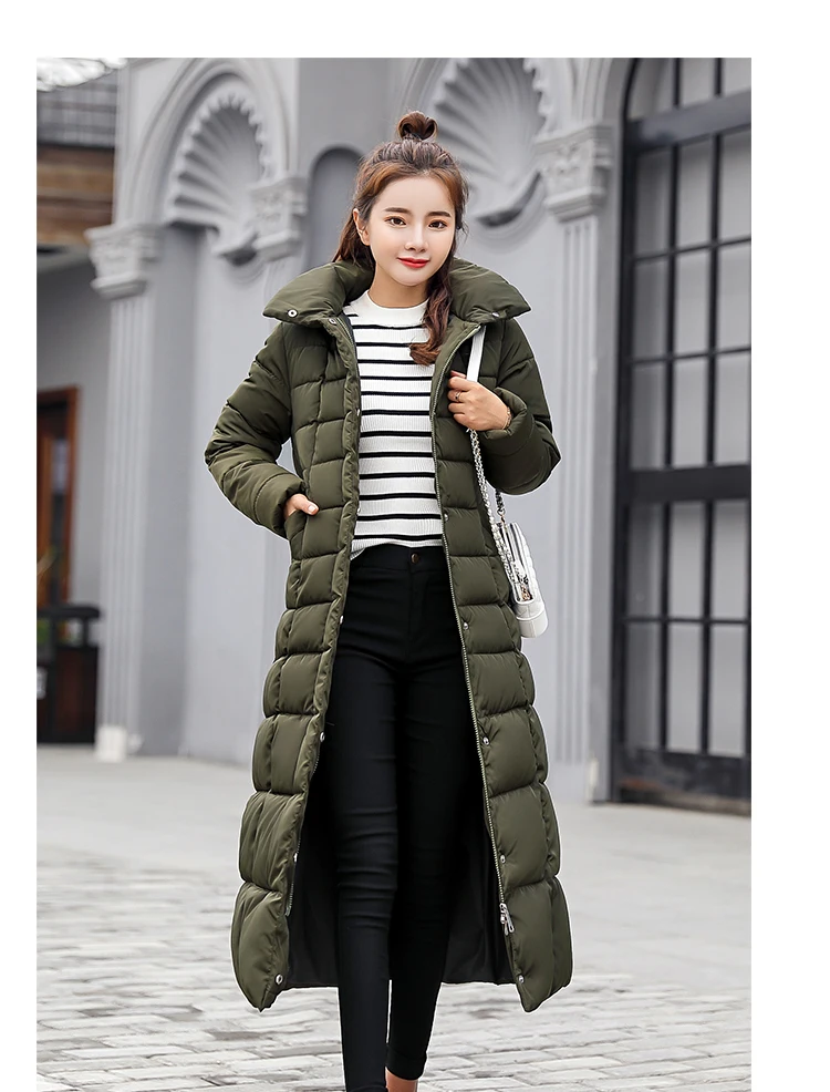 Новая мода 2018 зимняя куртка Для женщин большой меховой воротник с капюшоном толстые пуховые парки длинные женские куртки пальто тонкий