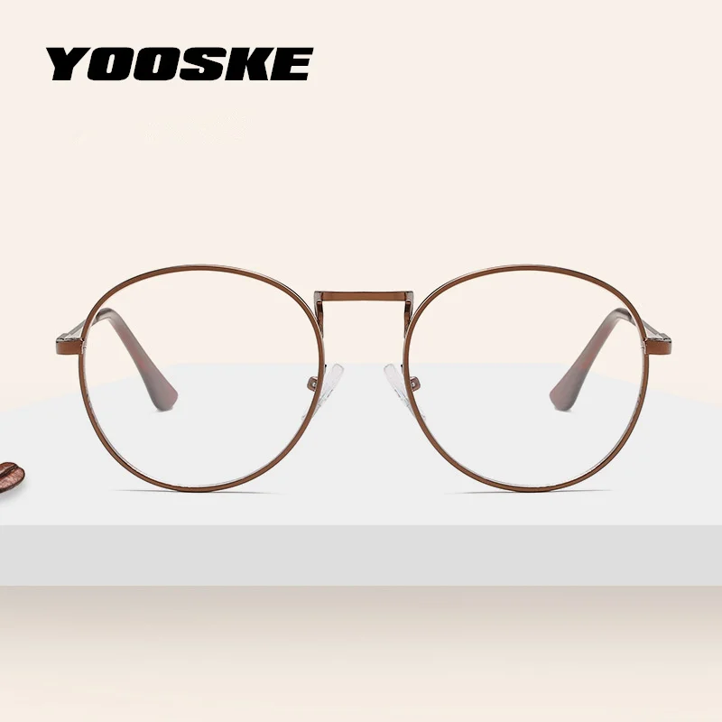 YOOSKE круглые прозрачные очки, оправа для женщин, винтажные оптические прозрачные оправы для очков, золотые металлические ретро круглые женские очки